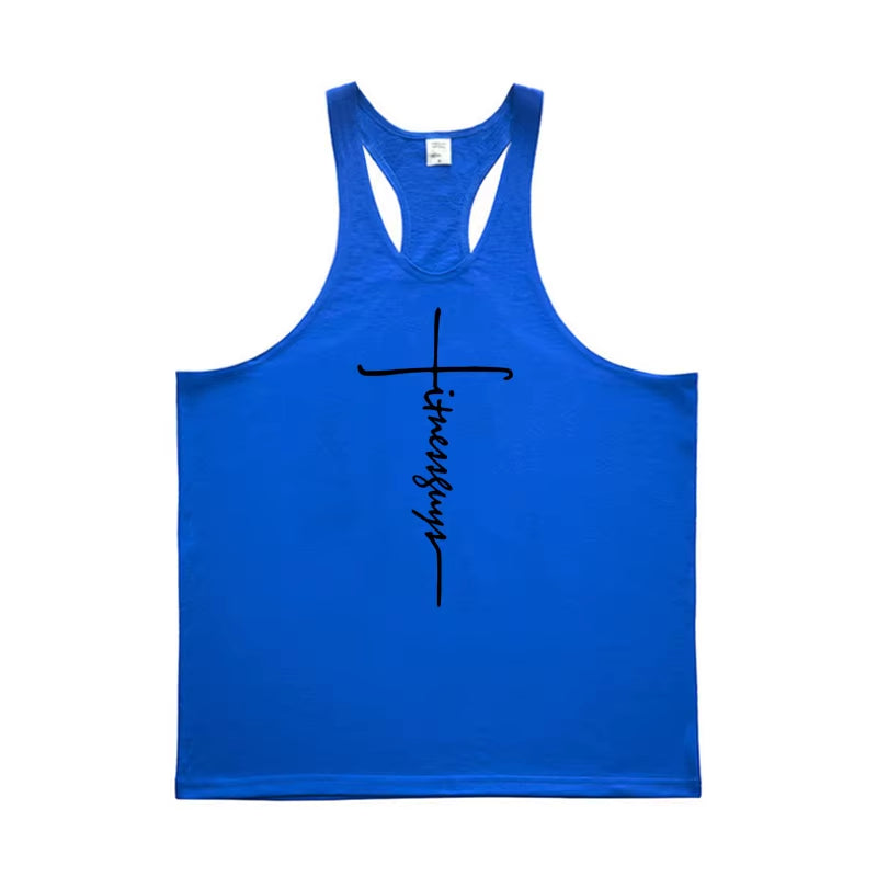 Mens Tank Top Gym Stringer Singlets Fitness Clothing Workout Cotton Sleeveless Shirt Summer Undershirt Vest Male