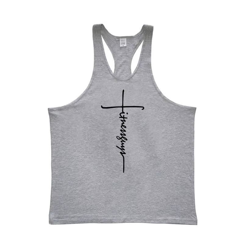 Mens Tank Top Gym Stringer Singlets Fitness Clothing Workout Cotton Sleeveless Shirt Summer Undershirt Vest Male